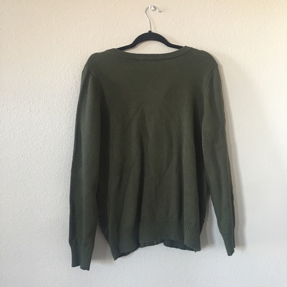 CHRISTOPHER & BANKS • Army Green Zip Up Sweater - Picture 6 of 6